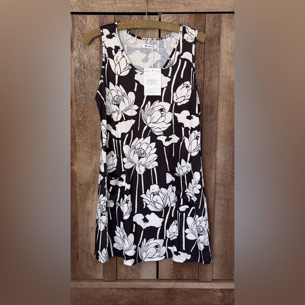 Floral Black and White Dress